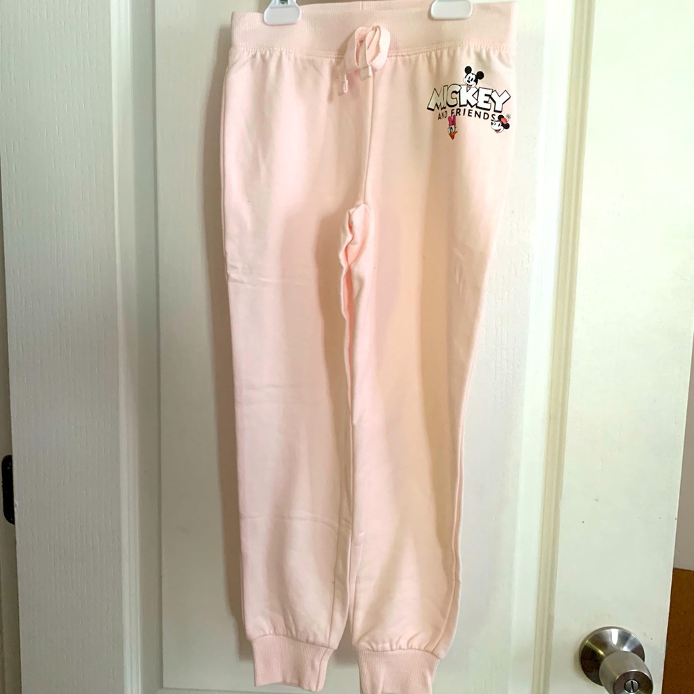 NWT size girl’s S pink Mickey and Friends joggers